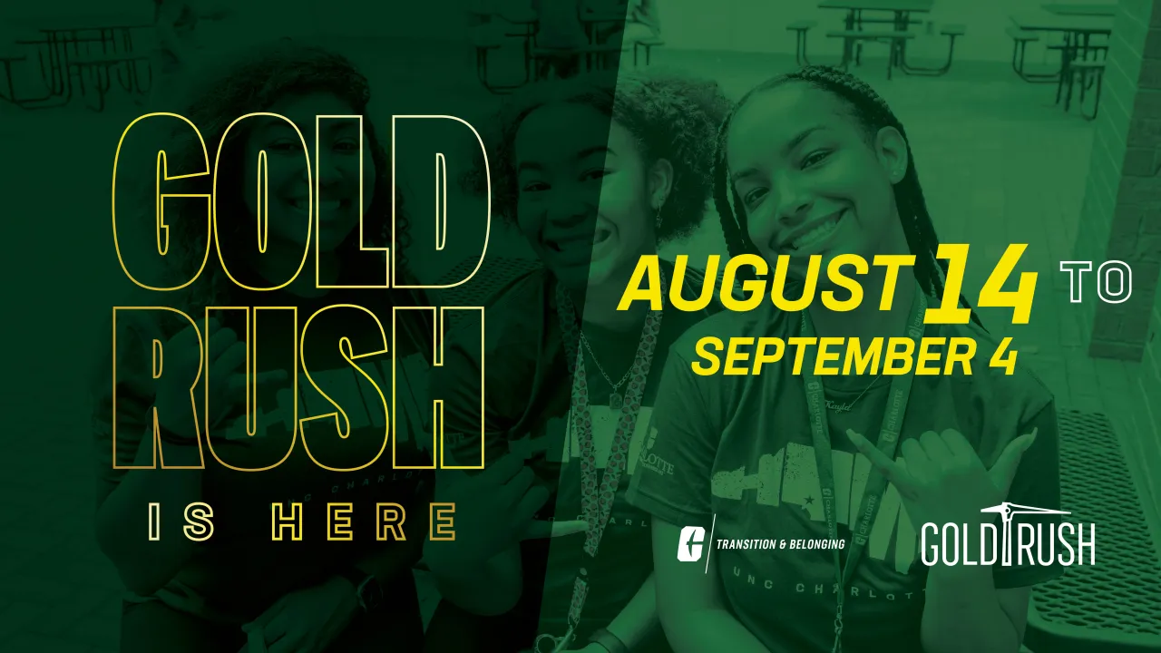 green backround with words Gold Rush is Here August 14 to September 4